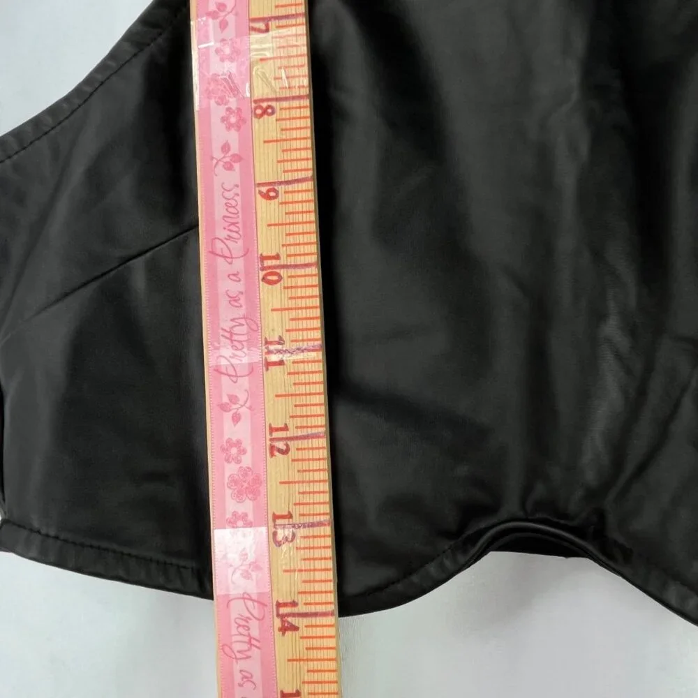 Black Faux Leather Corset Style Crop Top Sleeveless Underbust Size M - Picture 6 of 11